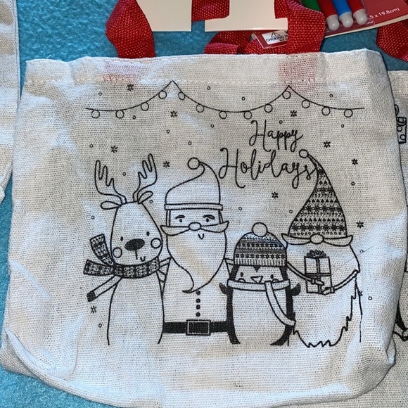 CHRISTMAS HOUSE DIY Tote bag with non-toxic markers 8.5” X 7.8” NEW - Picture 2 of 6